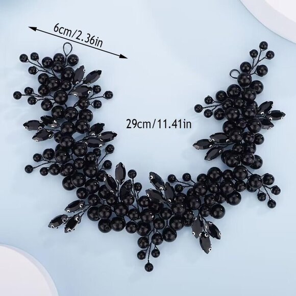 Statement Beaded Headpiece Women Girls Gothic Wedding Bridal Costume Accessory main image 4